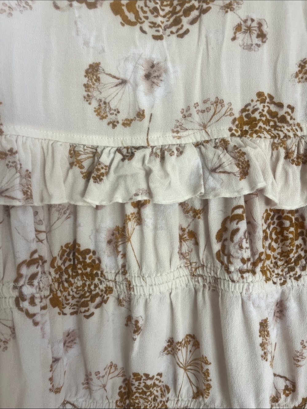 hinge Cream Floral Ruffle Mini Dress - Picture 8 of 8